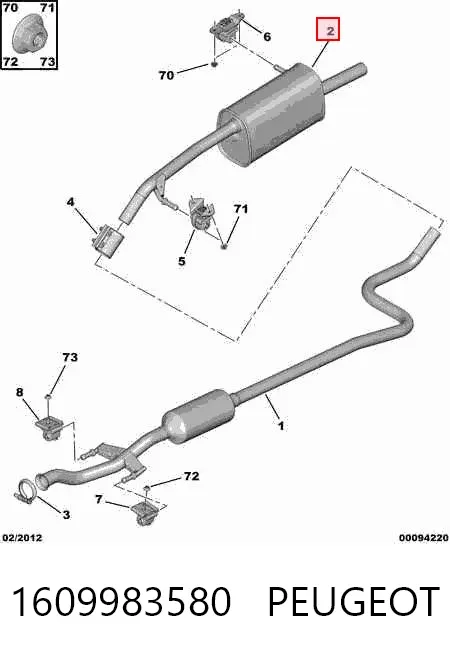 Silenciador trasero 1609983580 Peugeot/Citroen