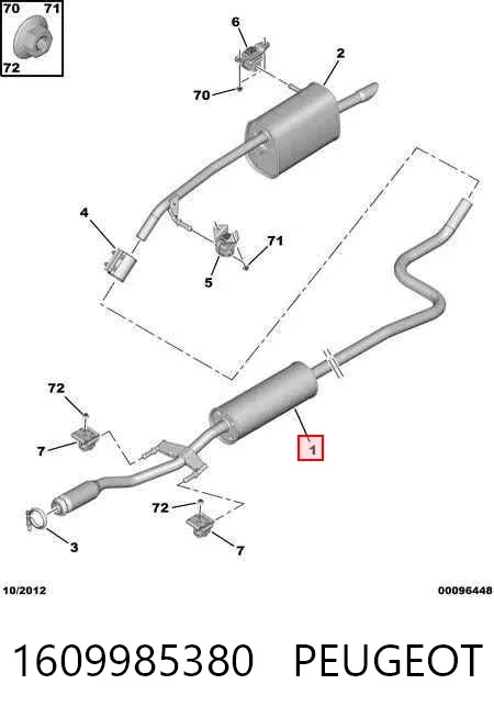 Silenciador central 1609985380 Peugeot/Citroen