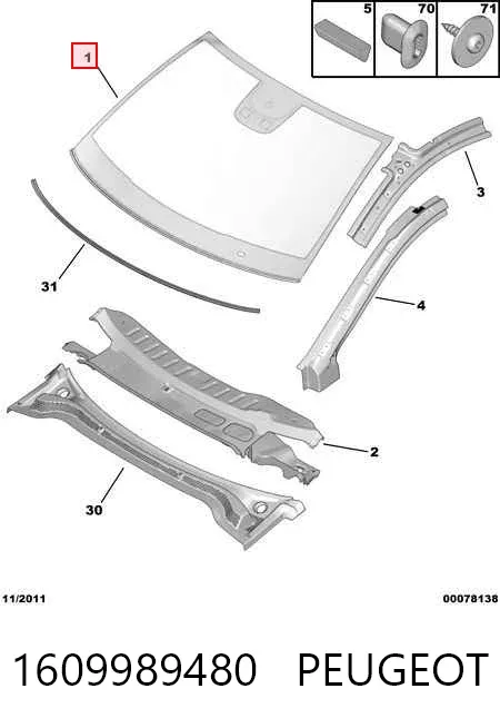 Parabrisas 1609989480 Peugeot/Citroen