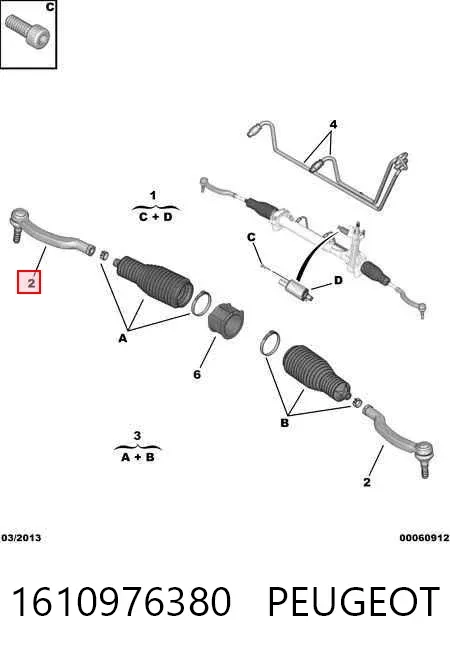 Rótula barra de dirección 1610976380 Peugeot/Citroen