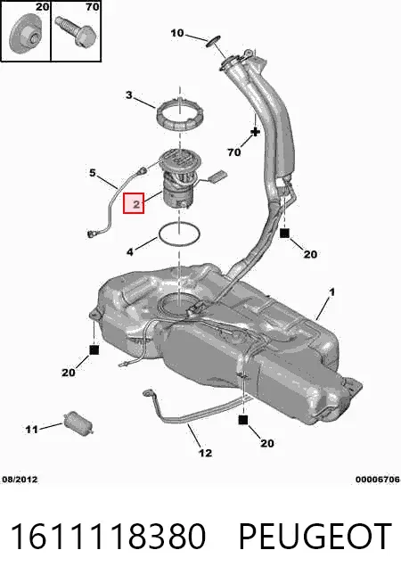 Bomba de gasolina 1611118380 Peugeot/Citroen