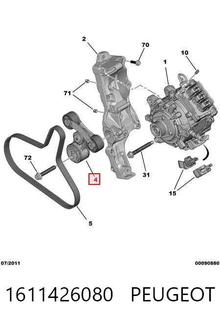Tensor de correa poli V 1611426080 Peugeot/Citroen