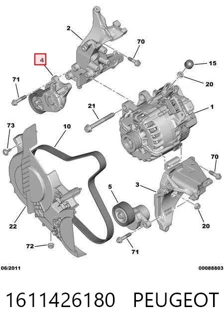 Tensor de correa poli V 1611426180 Peugeot/Citroen