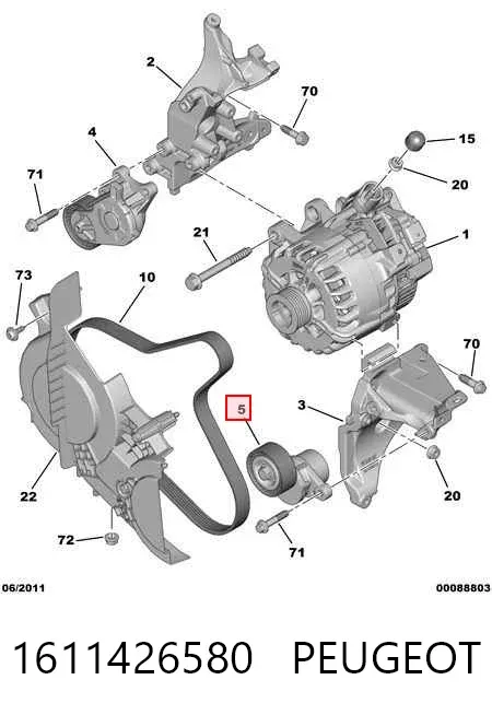 Tensor de correa poli V 1611426580 Peugeot/Citroen