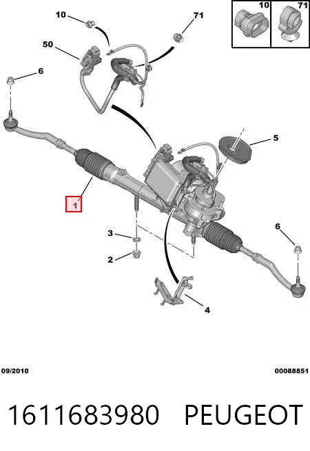 Cremallera de dirección 1611683980 Peugeot/Citroen