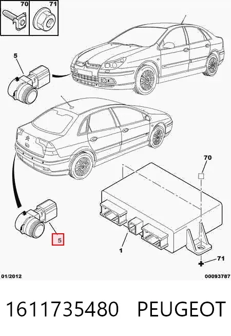 Sensor de estacionamiento delantero 1611735480 Peugeot/Citroen