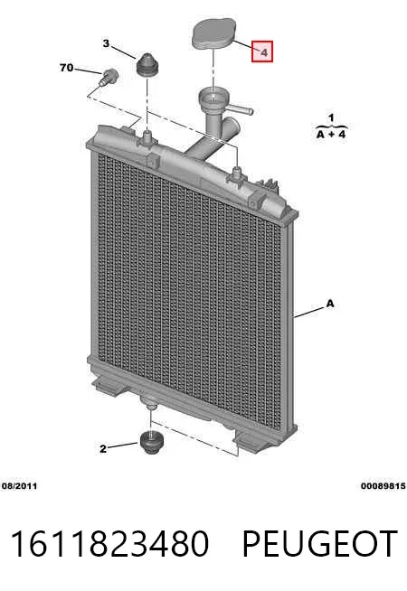 Tapa radiador 1611823480 Peugeot/Citroen