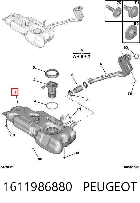 Depósito de gasolina 1611986880 Peugeot/Citroen