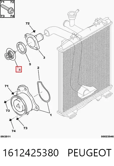 Termostato 1612425380 Peugeot/Citroen