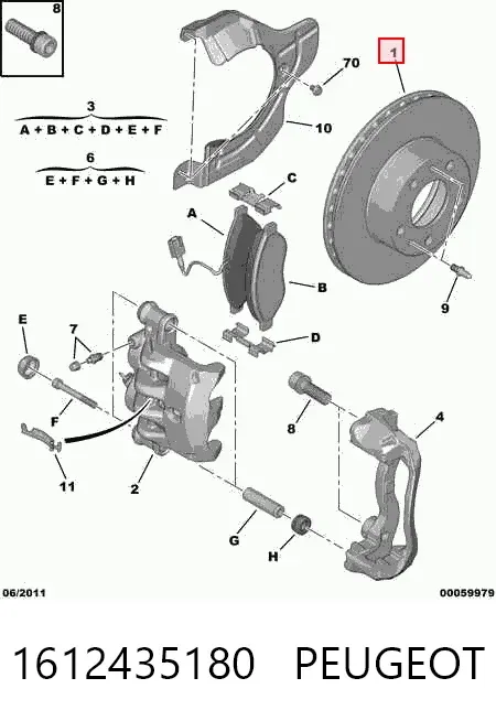 Disco de freno 1612435180 Peugeot/Citroen