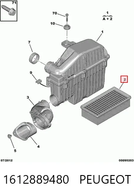Filtro de aire 1612889480 Peugeot/Citroen