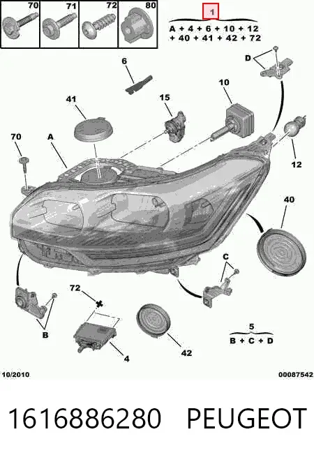 Faro izquierdo 1616886280 Peugeot/Citroen