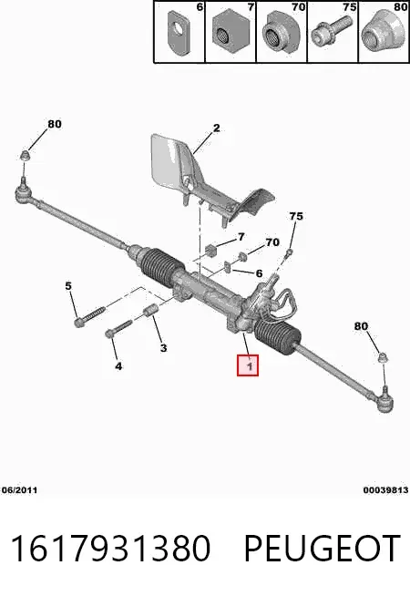 Cremallera de dirección 1617931380 Peugeot/Citroen