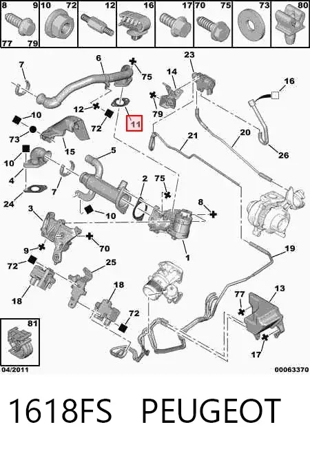 Junta de válvula EGR 1618FS Peugeot/Citroen