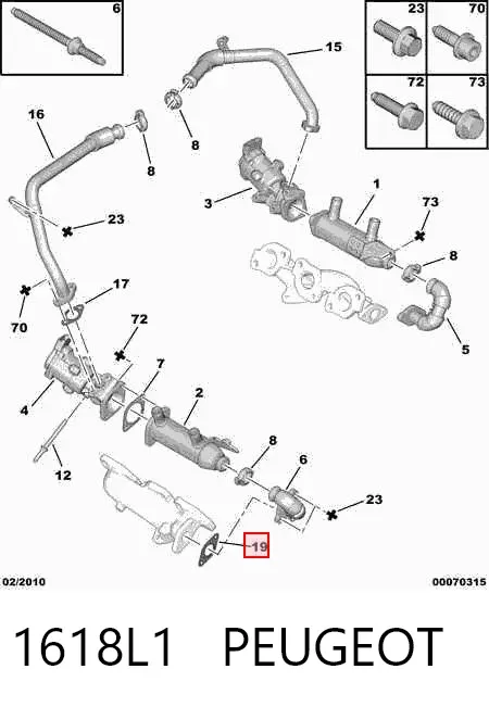 Junta de válvula EGR 1618L1 Peugeot/Citroen