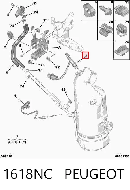 Sensor de oxígeno previo al catalizador 1618NC Peugeot/Citroen