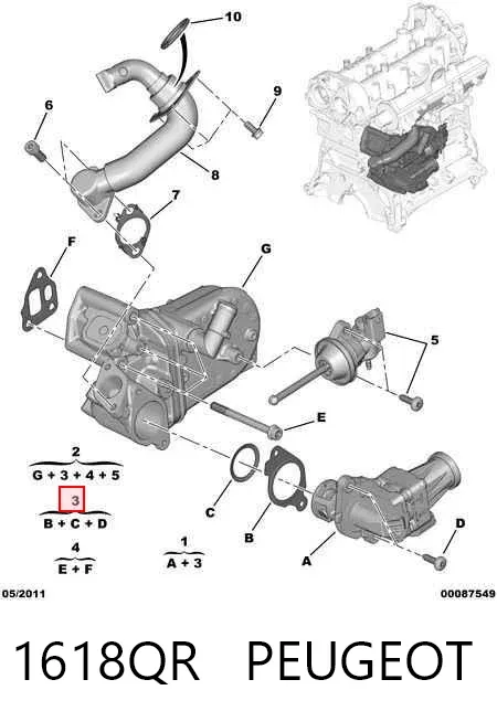 Válvula EGR 1618QR Peugeot/Citroen
