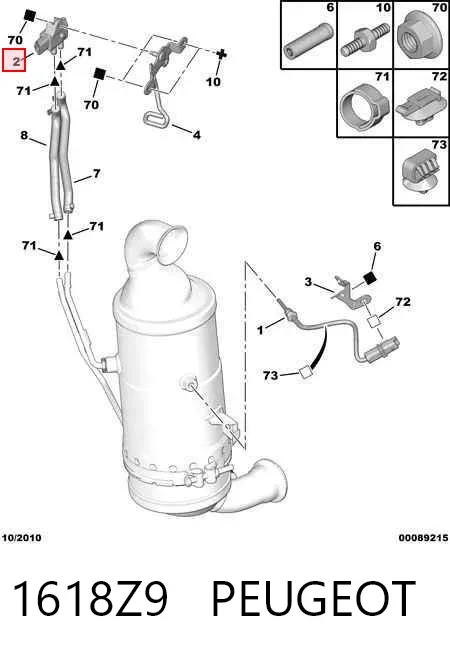 Sensor de presion gases de escape 1618Z9 Peugeot/Citroen
