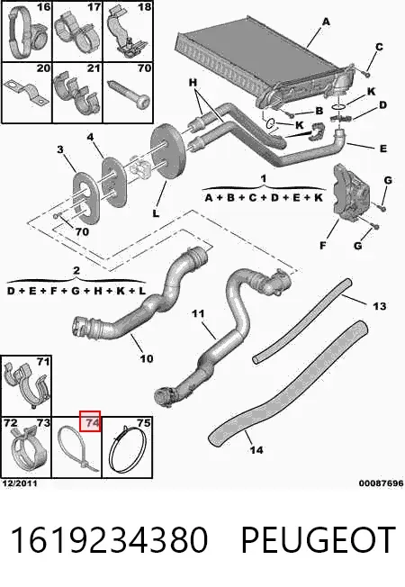 Abrazadera plástica universal 1619234380 Peugeot/Citroen