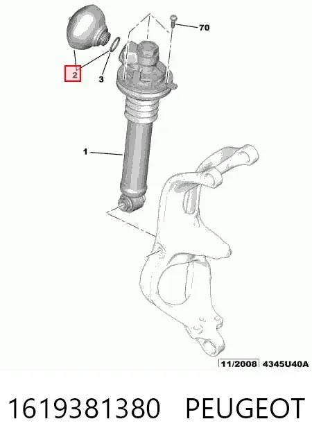 Esfera de la suspensión delantera 1619381380 Peugeot/Citroen