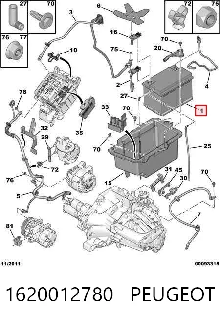 Batería 1620012780 Peugeot/Citroen