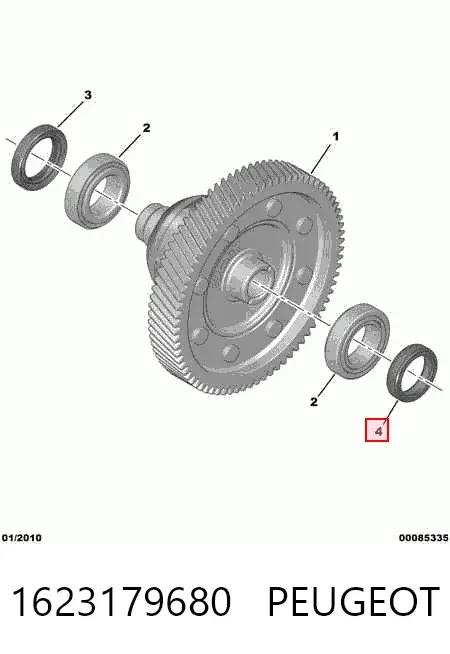 Retén del semieje delantero derecho 1623179680 Peugeot/Citroen
