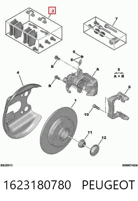 Pastillas de freno traseras 1623180780 Peugeot/Citroen