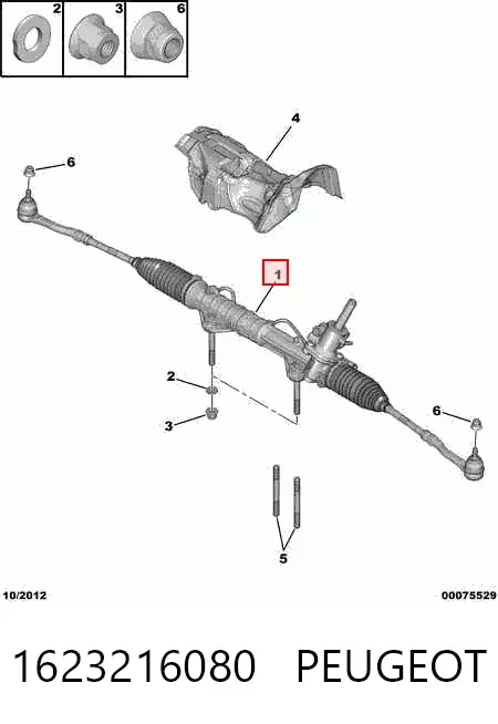 Cremallera de dirección 1623216080 Peugeot/Citroen