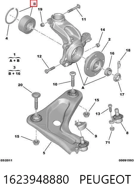 Cojinete de rueda delantero 1623948880 Peugeot/Citroen