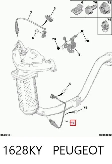 Sonda lambda de oxígeno posterior al catalizador 1628KY Peugeot/Citroen