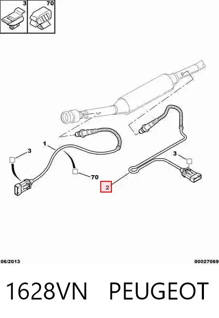 Sonda lambda de oxígeno posterior al catalizador 1628VN Peugeot/Citroen
