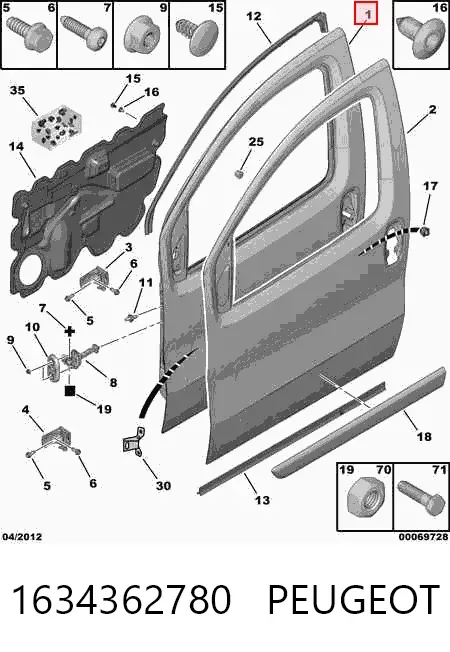 Puerta delantera izquierda 1634362780 Peugeot/Citroen
