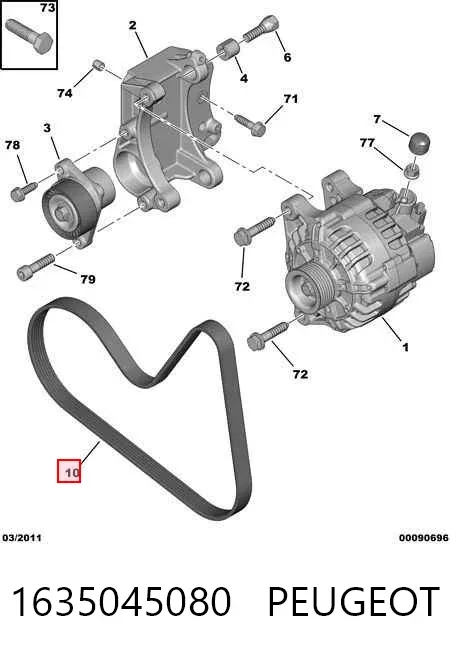 Correa de alternador 1635045080 Peugeot/Citroen