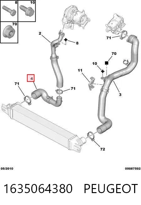 Tubo intercooler 1635064380 Peugeot/Citroen