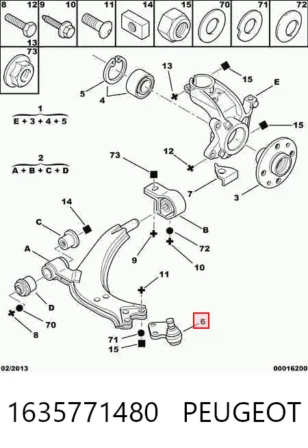 Rótula inferior de suspensión 1635771480 Peugeot/Citroen