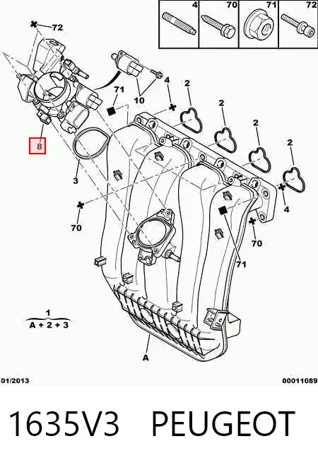 Cuerpo de mariposa 1635V3 Peugeot/Citroen