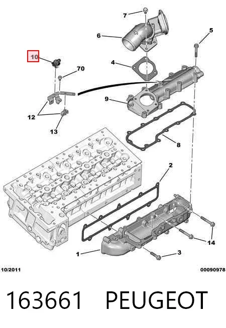 Sensor de presión del colector de admisión 163661 Peugeot/Citroen