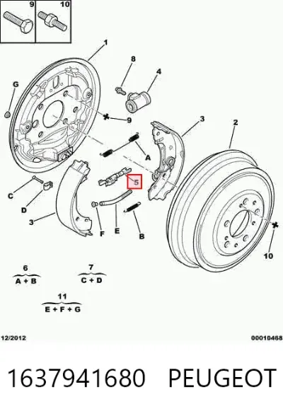Kit de reparación del mecanismo de ajuste automático de zapatas de freno PEUGEOT 1637941680