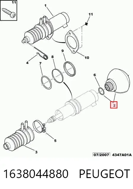 Esfera de amortiguación trasera 1638044880 Peugeot/Citroen