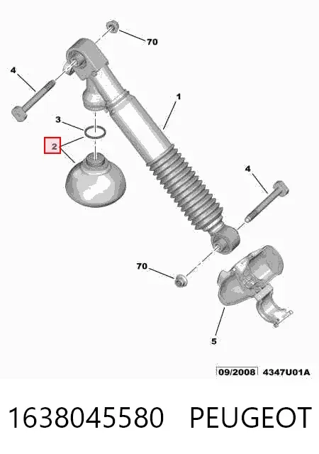 Esfera de amortiguación trasera 1638045580 Peugeot/Citroen