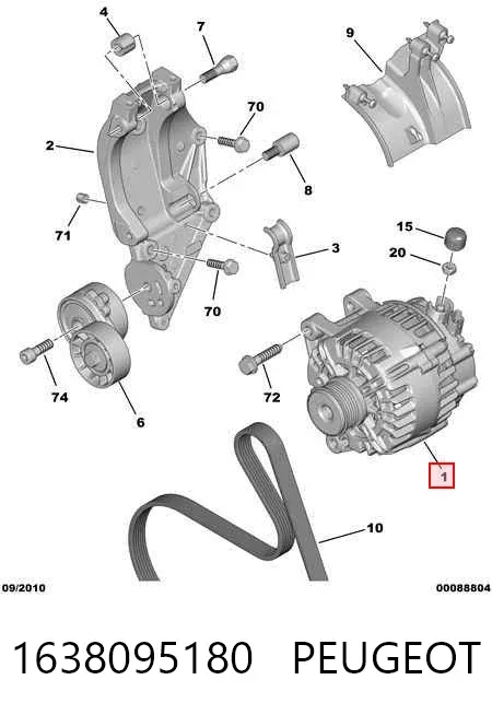 Alternador 1638095180 Peugeot/Citroen
