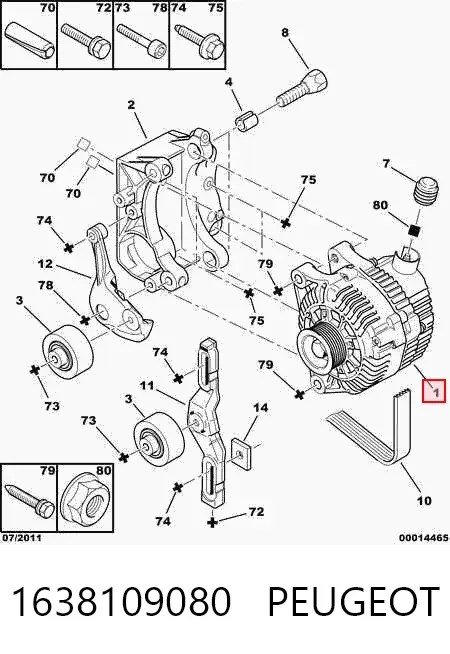 Alternador 1638109080 Peugeot/Citroen