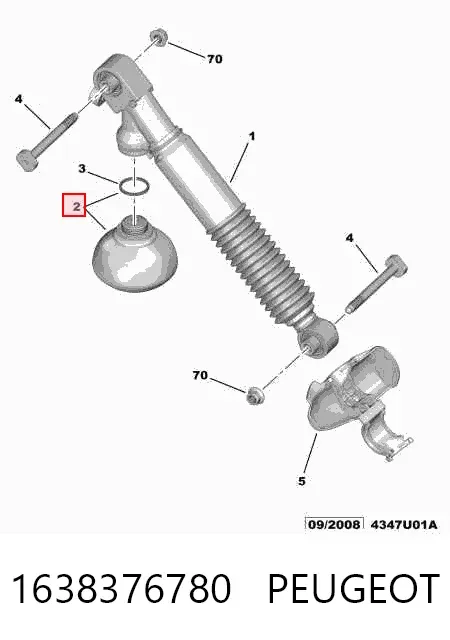 Esfera de amortiguación trasera 1638376780 Peugeot/Citroen
