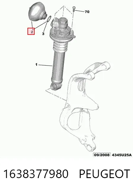 Esfera de la suspensión delantera 1638377980 Peugeot/Citroen