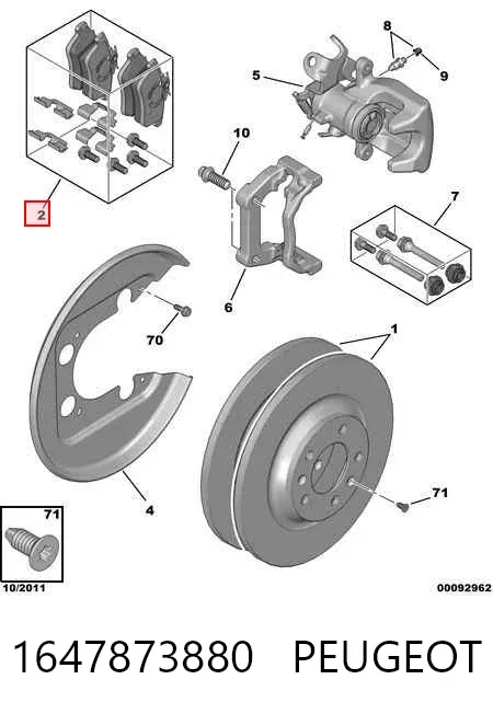 Pastillas de freno traseras 1647873880 Peugeot/Citroen
