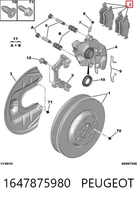 Pastillas de freno traseras 1647875980 Peugeot/Citroen