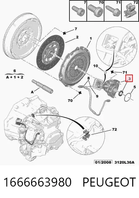 Desembrague central, embrague 1666663980 Peugeot/Citroen