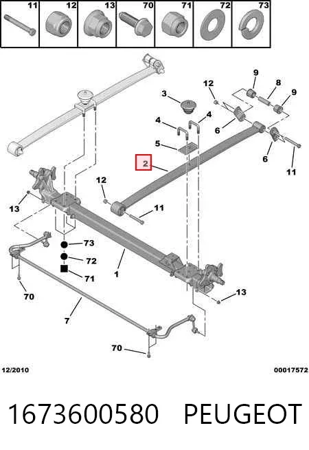 Ballesta de suspensión trasera 1673600580 Peugeot/Citroen
