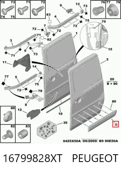 Moldura de puerta corredera PEUGEOT 16799828XT