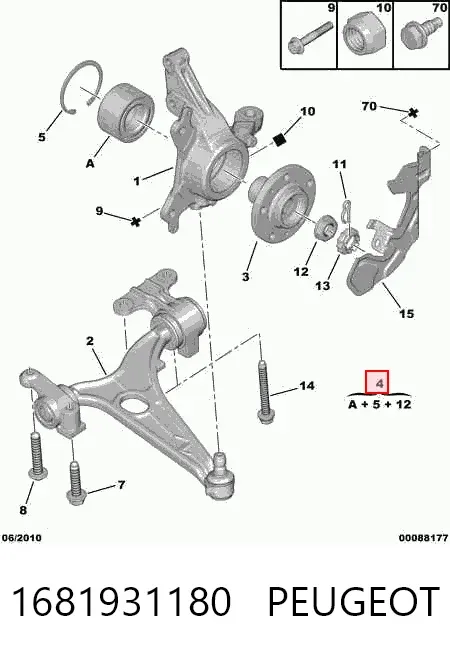 Cojinete de rueda delantero 1681931180 Peugeot/Citroen